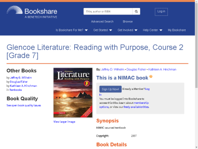 Thumbnail for Glencoe Literature: Reading with Purpose, Course 2 [Grade 7] resource