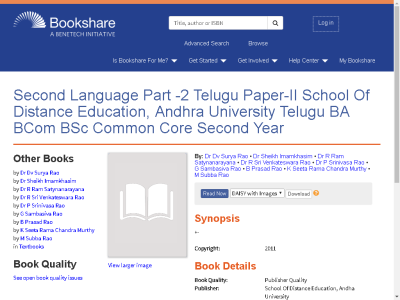 Thumbnail for Second Language Part -2 Telugu Paper-II School Of Distance Education, Andhra University Telugu BA BCom BSc Common Core Second Year resource