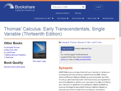 Thumbnail for Thomas' Calculus: Early Transcendentals, Single Variable (Thirteenth Edition) resource