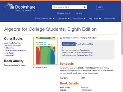 Thumbnail for Algebra for College Students, Eighth Edition resource