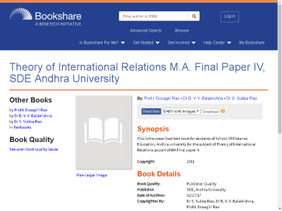 Thumbnail for Theory of International Relations M.A. Final Paper IV, SDE Andhra University resource