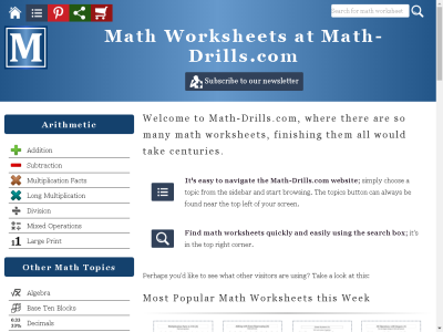 Thumbnail for Math Worksheets at Math-Drills.com resource
