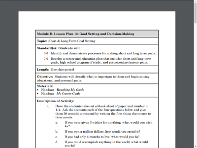 Thumbnail for Short and Long-Term Goal Setting resource