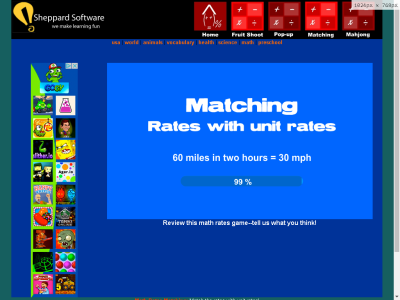 Thumbnail for Matching Rates Math Game resource