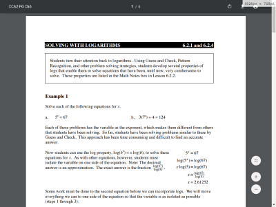 Thumbnail for Solving with Logarithms (CPM Parent Guide) resource