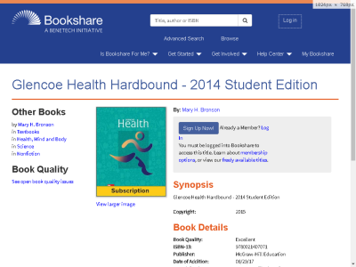 Thumbnail for Glencoe Health Hardbound - 2014 Student Edition resource