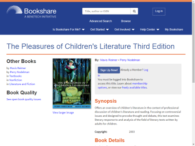 Thumbnail for The Pleasures of Children's Literature Third Edition resource