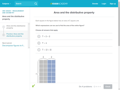 Thumbnail for Area and the distributive property resource