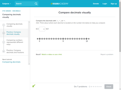 Thumbnail for Compare decimals visually resource