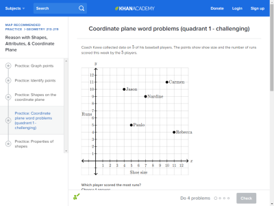 Thumbnail for Coordinate plane word problems (quadrant 1) resource