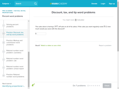 Thumbnail for Discount, tax, and tip word problems resource