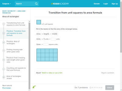 Thumbnail for Transition from unit squares to area formula resource