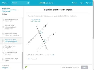 Thumbnail for Equation practice with congruent angles resource