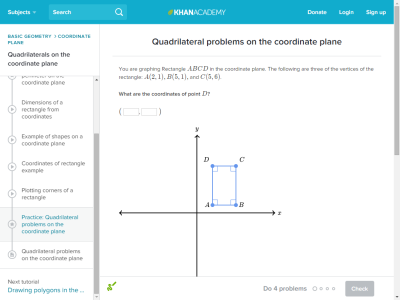 Thumbnail for Quadrilateral problems on the coordinate plane resource