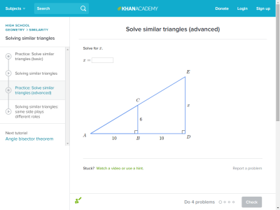 Thumbnail for Solve similar triangles (advanced) resource