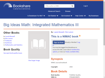 Thumbnail for Big Ideas Math: Integrated Mathematics III resource
