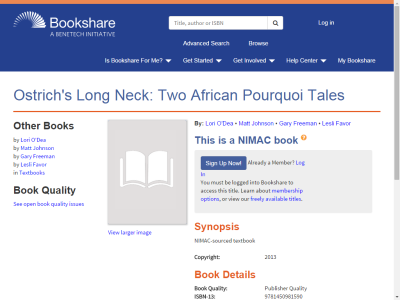 Thumbnail for Ostrich's Long Neck: Two African Pourquoi Tales resource