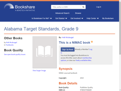 Thumbnail for Alabama Target Standards, Grade 9 resource