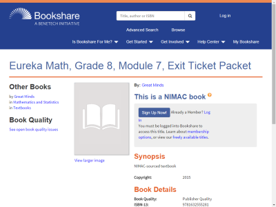 Thumbnail for Eureka Math, Grade 8, Module 7, Exit Ticket Packet resource