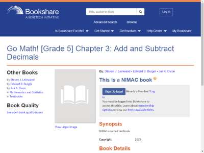 Thumbnail for Go Math! [Grade 5] Chapter 3: Add and Subtract Decimals resource