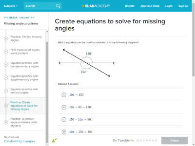 Thumbnail for Create equations to solve for missing angles resource