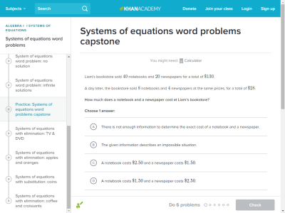 Thumbnail for Systems of equations word problems capstone resource