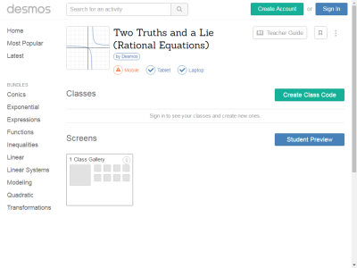 Thumbnail for two truths and a lie - rational equations resource