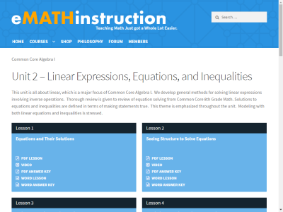 Thumbnail for Unit 2 – Linear Expressions, Equations, and Inequalities resource