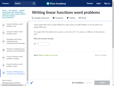 Thumbnail for Writing linear functions word problems resource