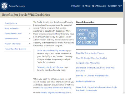 Thumbnail for Benefits For People With Disabilities resource