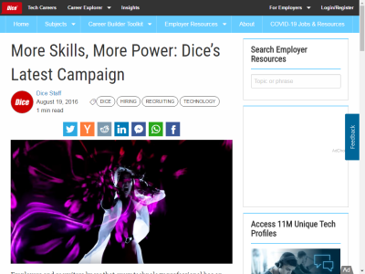 Thumbnail for Web Resource: insights.dice.com/employer-resource-center/skills-power-dices-latest-campaign resource