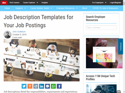 Thumbnail for Web Resource: insights.dice.com/employer-resource-center/job-description-templates resource
