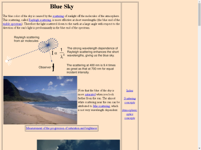 Thumbnail for HyperPhysics: Blue Sky and Rayleigh Scattering resource