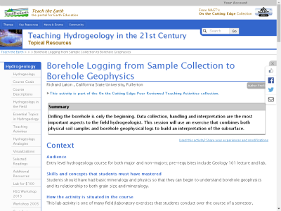 Thumbnail for Borehole Logging from Sample Collection to Borehole Geophysics resource